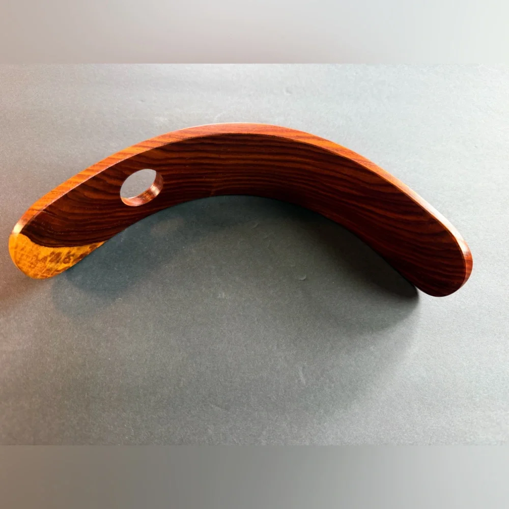 Exotic Wood Balance Wine Bottle Holder Two-Tone Burl Cocobolo Style Handmade